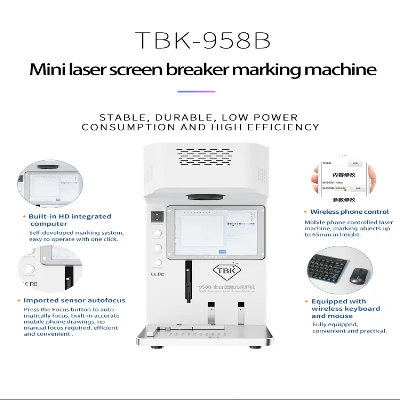 TBK 958B phone LCD screen maintenance machine back glass separator for laser printing photo turbid engraving logo screen removal