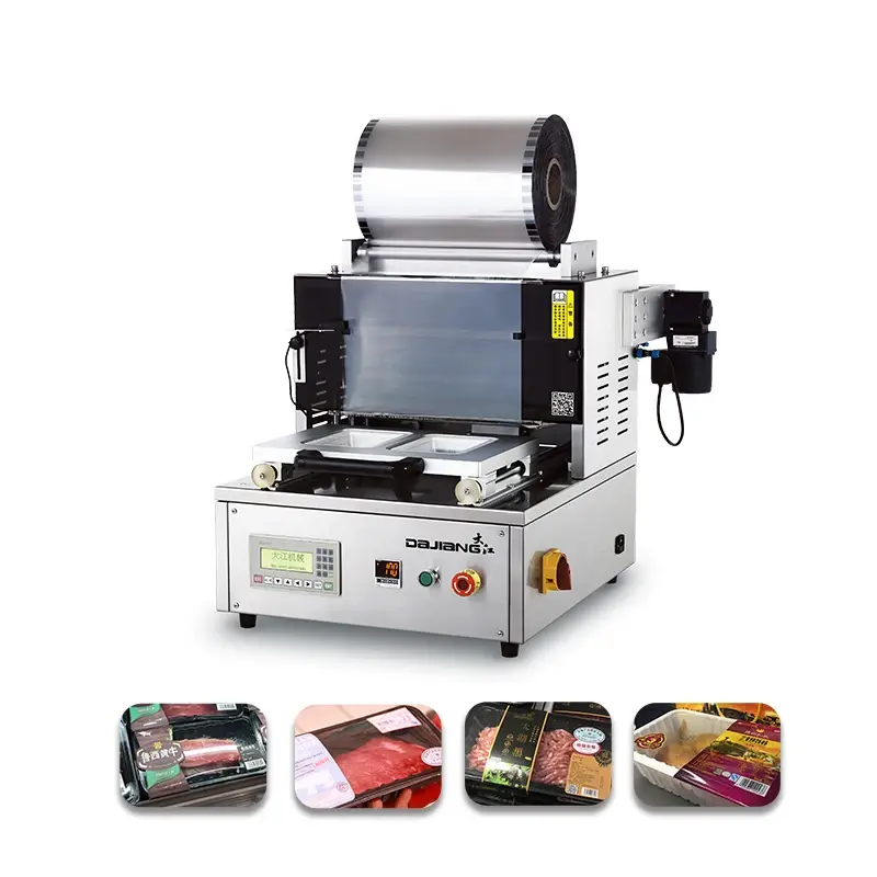 DX-1 Automatic Food Sealing Modified Atmosphere Packaging Machine Map Tray Sealer Nitrogen Gas Flushing Packaging Machine