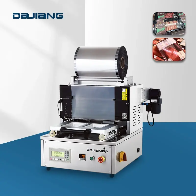 DX-1 Automatic Food Sealing Modified Atmosphere Packaging Machine Map Tray Sealer Nitrogen Gas Flushing Packaging Machine