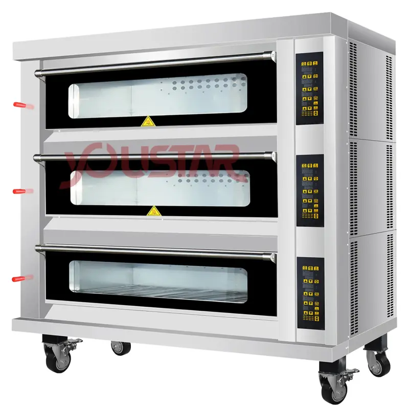 9 Trays High Production Industrial Steam Deck Oven Electric 3 Deck 9 Tray Pizza Bread Oven With Factory Price