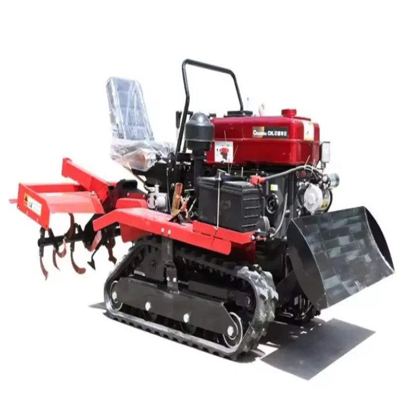 Tracked Mini Tiller Plowing Machine For Small Farm Gardening