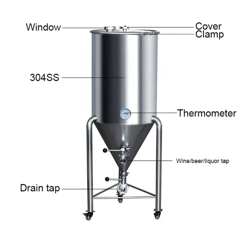 45L 115L Beer Brewing Equipments Stainless steel fermentation tank 304 SS Conical Fermenter