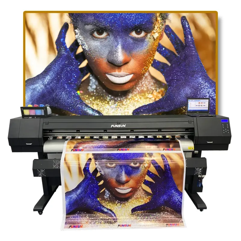 **FUNSUN 1.8m 3.2m Digital Vinyl Flex Banner Solvent Printer Plotter Printing Machine**