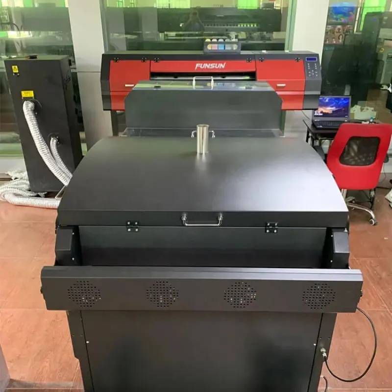 Funsun Tshirt Canvas Printing Machine PET Film DTF Printer with Shaking Powder Machine and Double I3200 4720 Heads for Epson