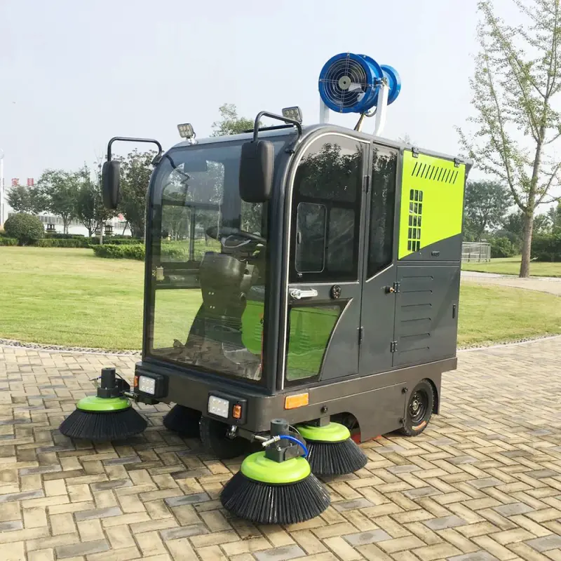 Automatically depot ride-on concrete floor sweeper