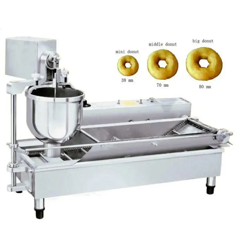 Automatic Mini Doughnut Making Machine with Fryer gas 2 row