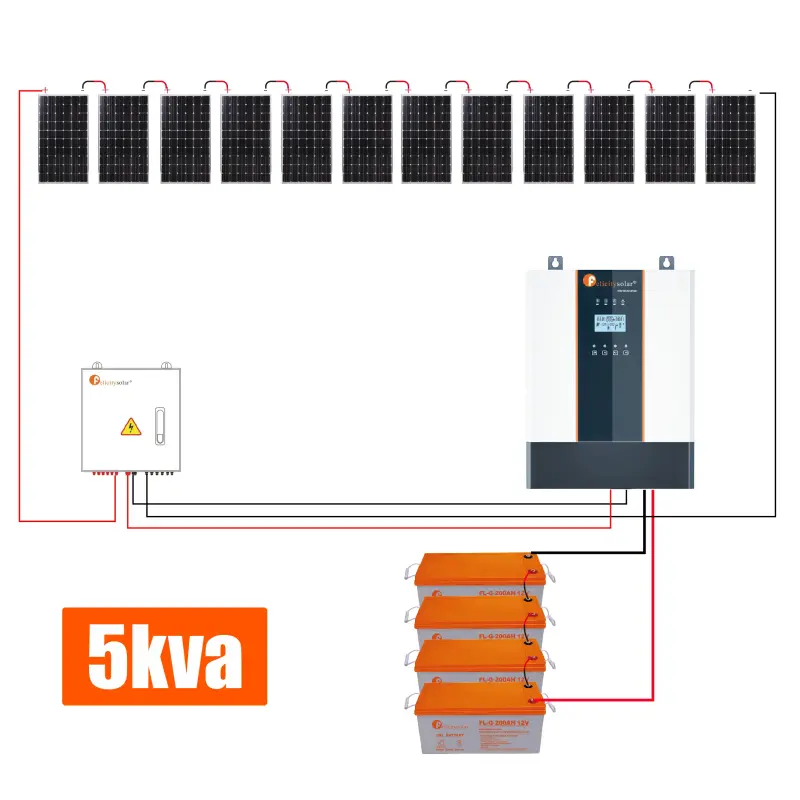 Complete set Hybrid Solar System 5kw Hybrid Solar Panel System price with wooden package