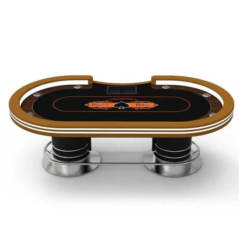 YH 110-Inch Deluxe Stainless Steel Double-Layer Light Gambling Texas Poker Table