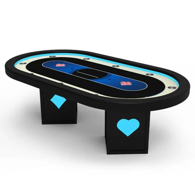 YH Exquisite LED Decoration Gambling Texas Poker Table: Poker Lighting Legs for Added Ambiance