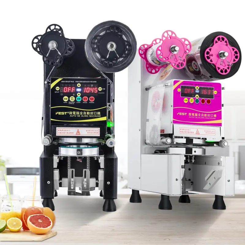 FEST Commercial Fully Automatic Paper Plastic Cup Sealer for Bubble Tea and Drinks