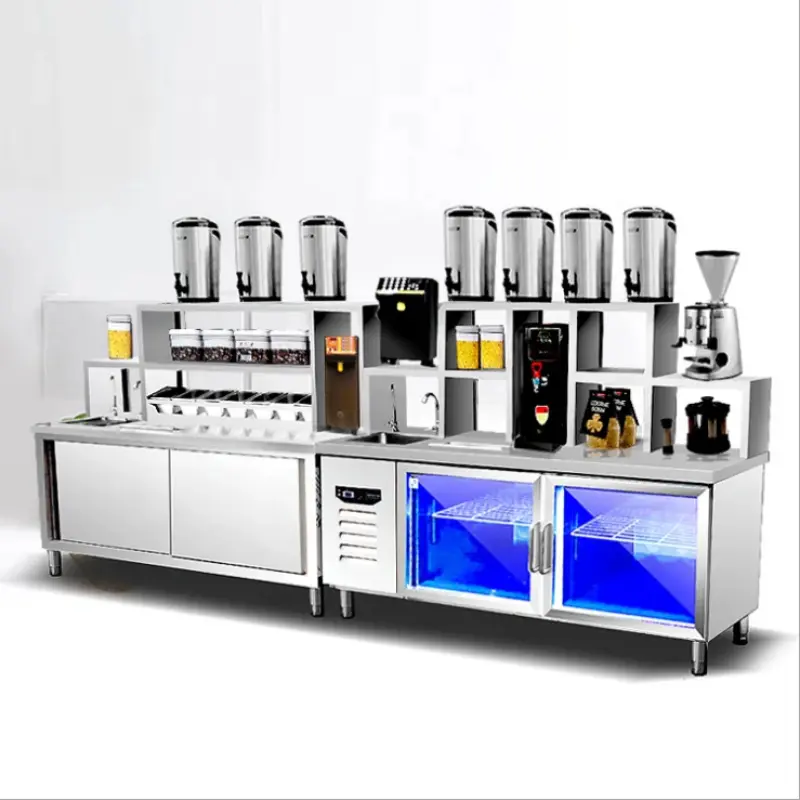 Custom 1.5m Bubble Tea Preparation Counter with Refrigeration