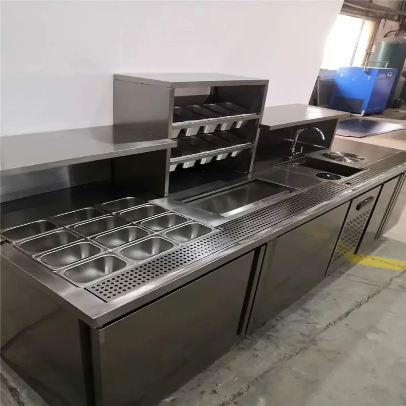 Custom 1.5m Bubble Tea Preparation Counter with Refrigeration