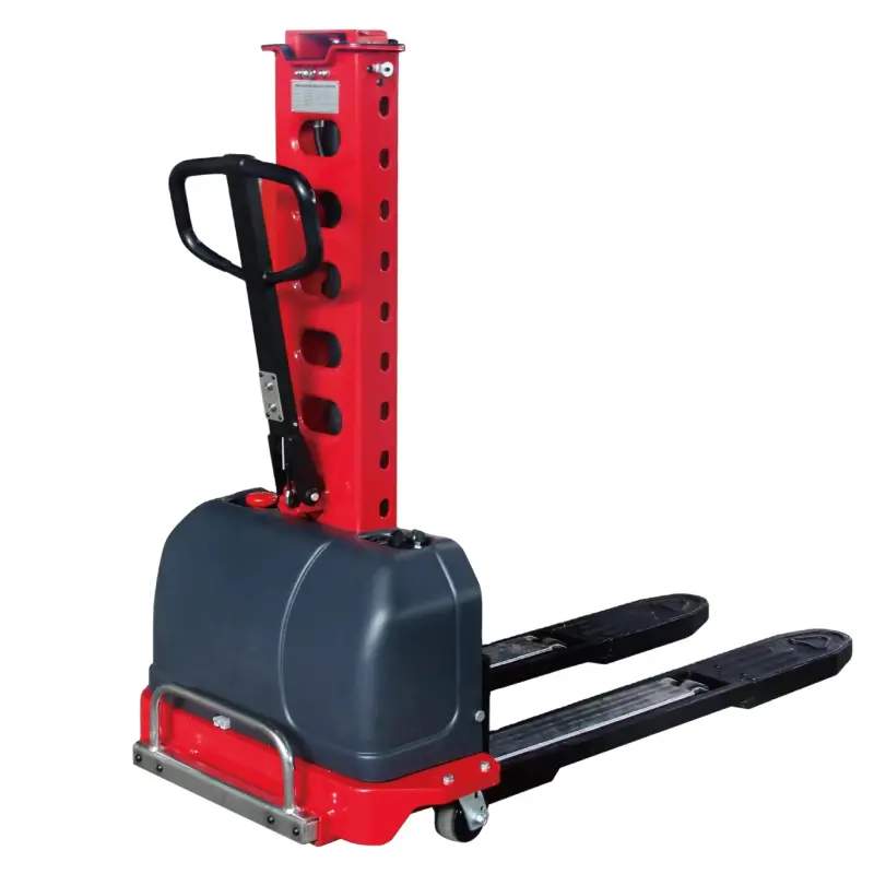 Semi Electric Self Lifting Stacker Self Loading Portable Forklift Electric Stacker