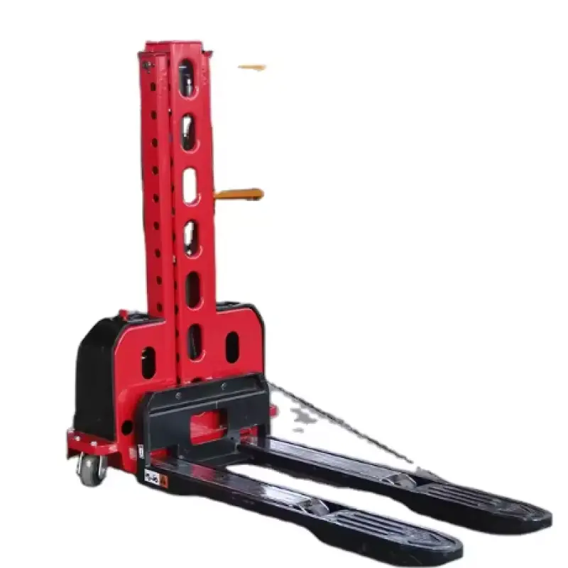 Semi Electric Self Lifting Stacker Self Loading Portable Forklift Electric Stacker