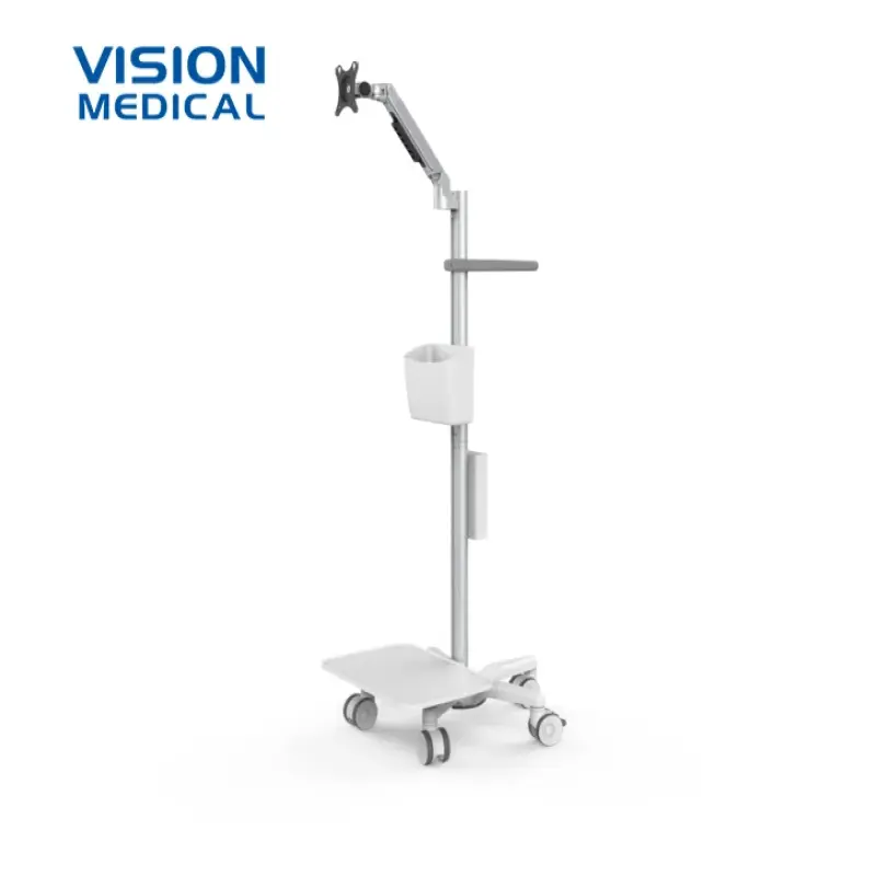 High Quality Custom Light, easy to push spring lift standard medical trolley with monitor and arm trolley medical
