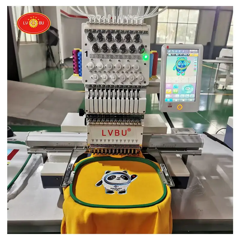 LVBU Single Head 12 Needle Programmable CNC Industrial Embroidery Machine