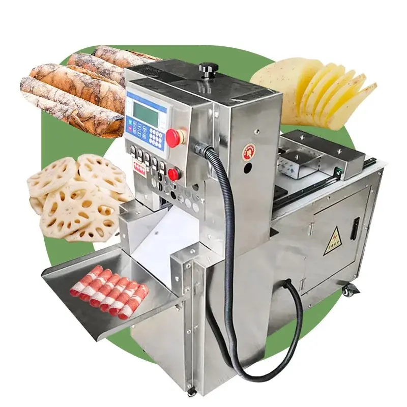 Rebanadora De Carne Fully Automatic Commercial Wide Frozen Fish Meat Bacon Slice Cut Make Slicer 4 Rolls Machine