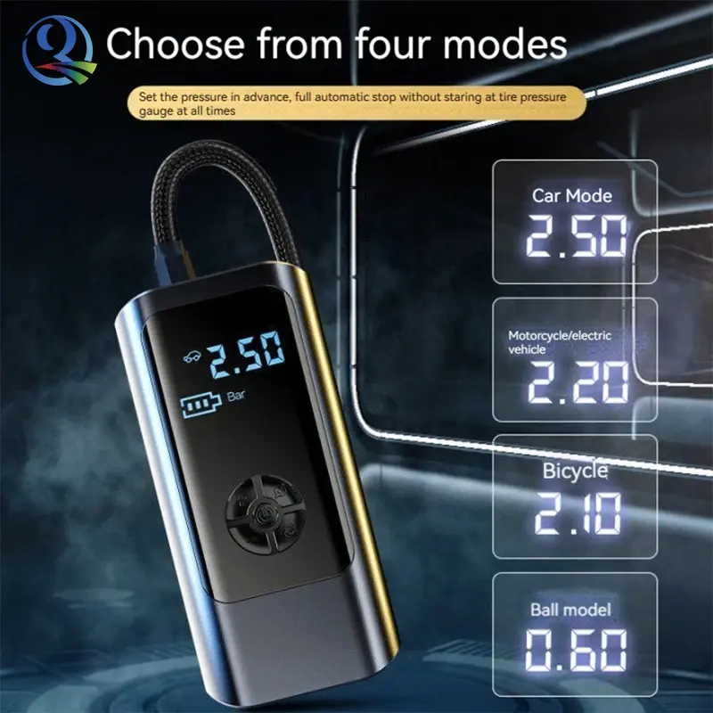 Portable smart charging and plugging dual-purpose 12v digital 6000mah wireless car air compressor