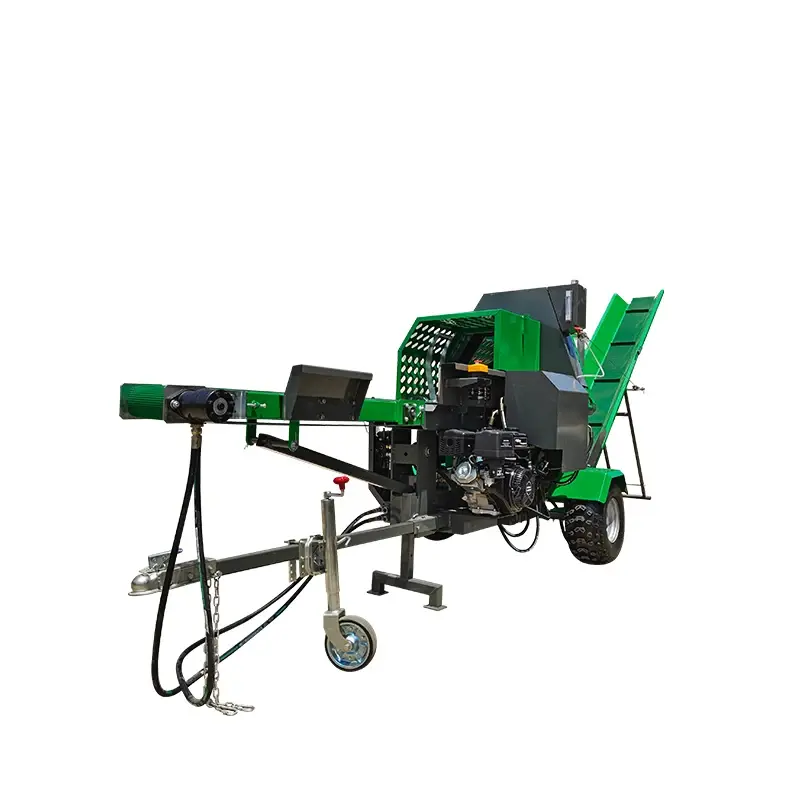 Automatic Firewood Processor with Hydraulic-Controlled Log Fixing Clamp.