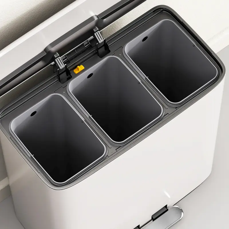 Smart Stainless steel Soft Close office rectangle pedal trash bin waste bin