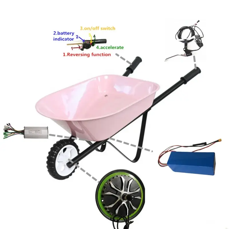 3-6km or h CE certified 10inch electric wheelbarrow kit 48v 500w electric wheel barrow kit with 4.0 high quality tire and tube