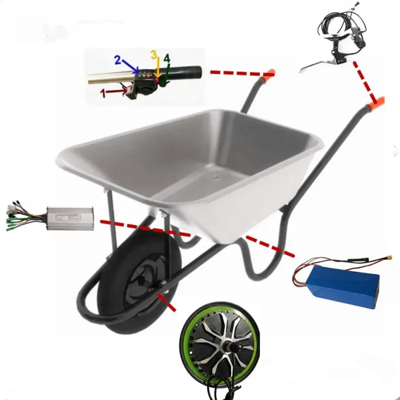 3-6km or h CE certified 10inch electric wheelbarrow kit 48v 500w electric wheel barrow kit with 4.0 high quality tire and tube