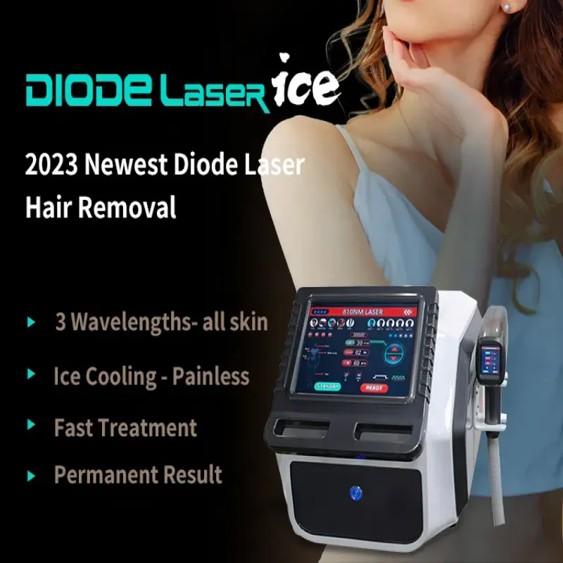 Portable 808 diode laser 755nm 808nm 1064nm Ice Titanium Diode laser hair removal machine