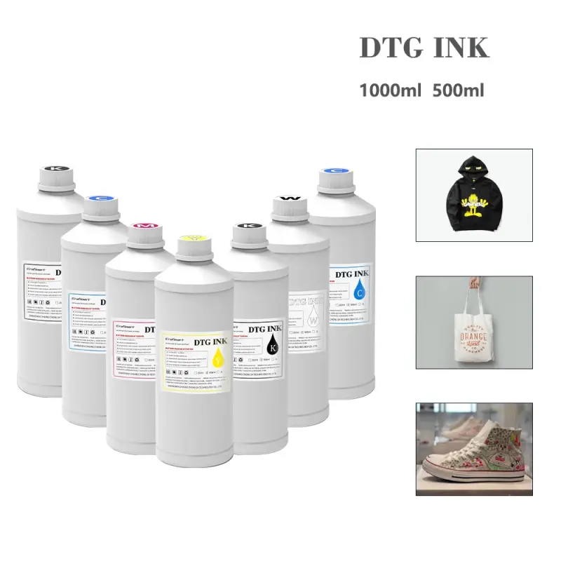 Garment DTG Ink Textile Ink CMYKW DTG Ink For Cloths Printing