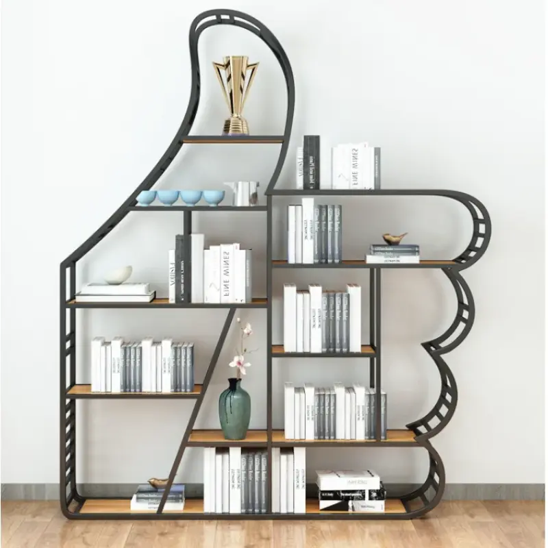 Creative Iron Solid Wood Bookshelf