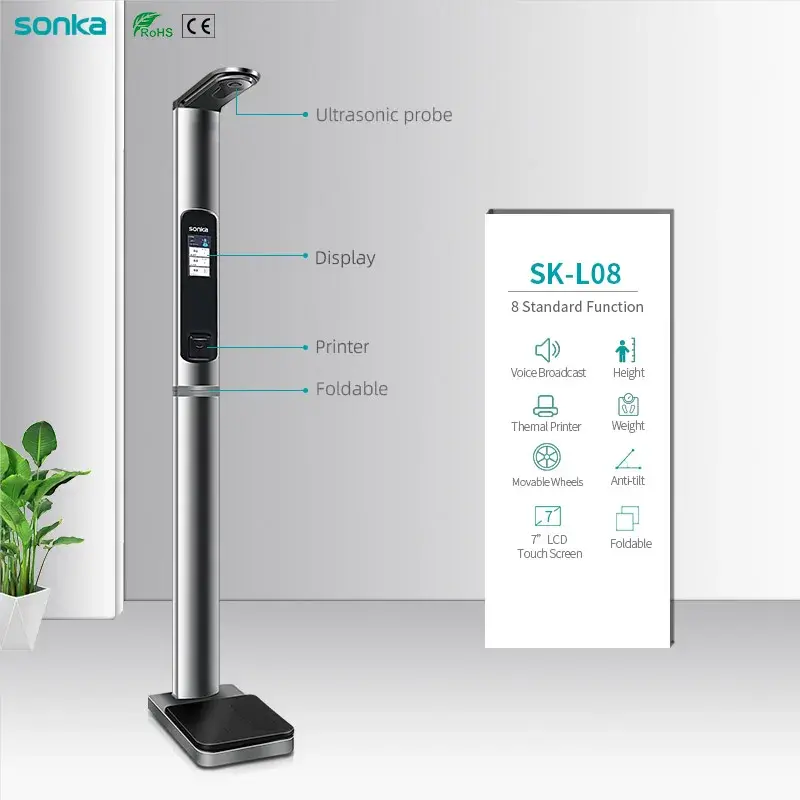 SONKA Digital Balance BMI Machine Ultrasonic Coin Operated Pharmacy Composition Measuring Body Height Weight Scale