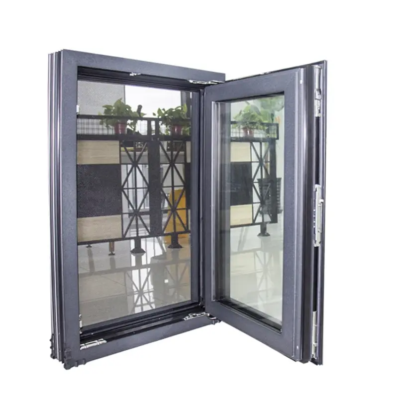 Professional Aluminum Tempered Double Glass Outward-Push Security Casement Window