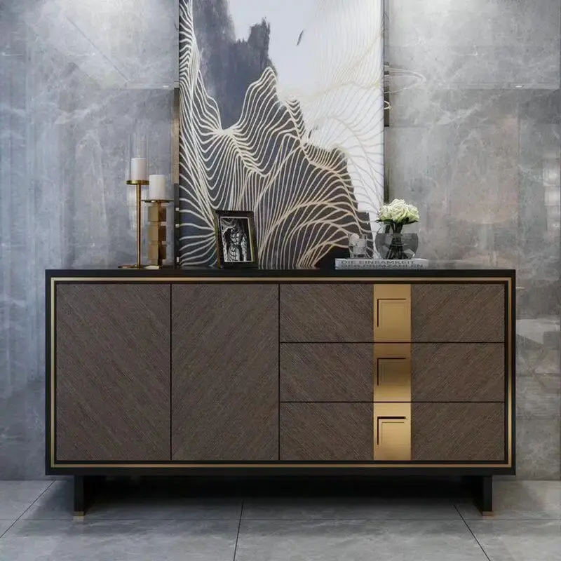 Modern Metal Handle Wooden Buffet Cabinet Sideboard