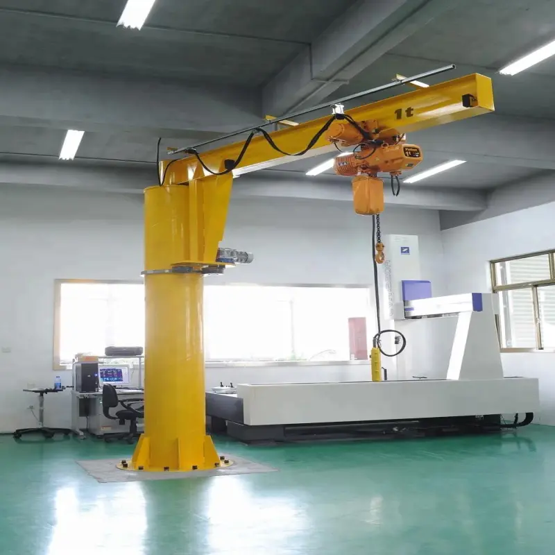 High quality 500kg 1 ton 2 ton 3 ton 5 ton 10 ton column portable workshop floor cantilever arm jib crane with hoist for sale