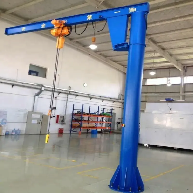 High quality 500kg 1 ton 2 ton 3 ton 5 ton 10 ton column portable workshop floor cantilever arm jib crane with hoist for sale