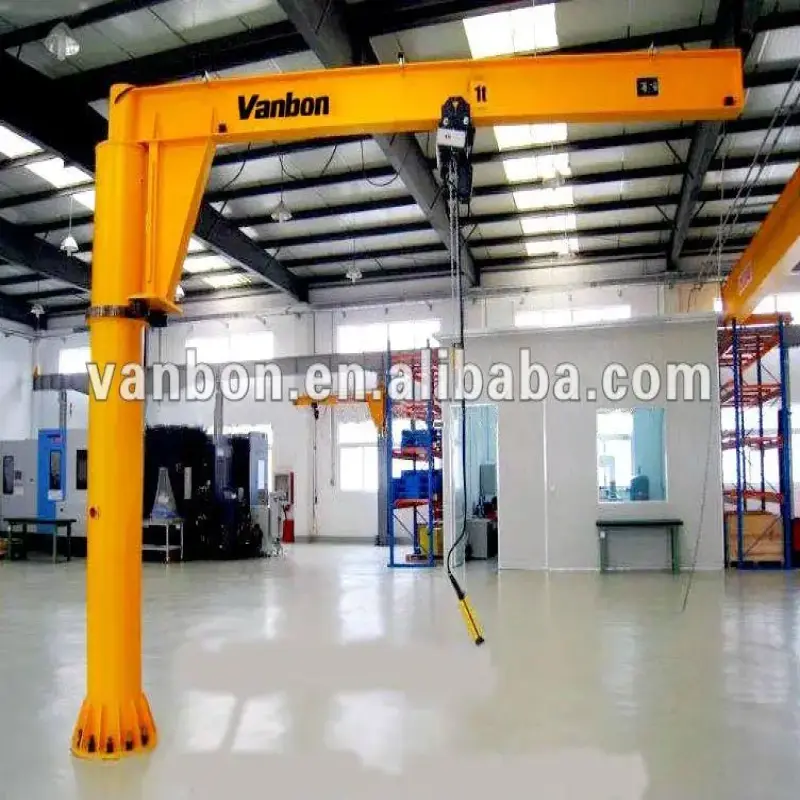 High quality 500kg 1 ton 2 ton 3 ton 5 ton 10 ton column portable workshop floor cantilever arm jib crane with hoist for sale