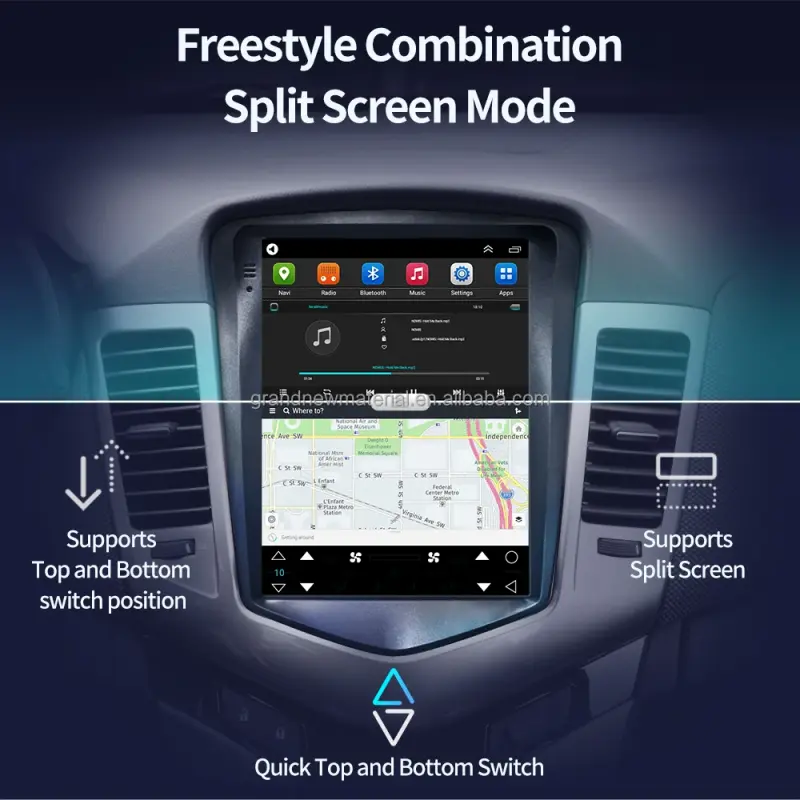Android Car Radio 9.7 Inch GPS Navigation QLED Wifi Adapter Universal Support Android 11