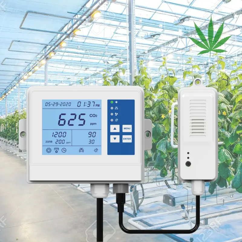 Automatically controls the CO2 gas supply to plants Grow room co2 monitor & controller