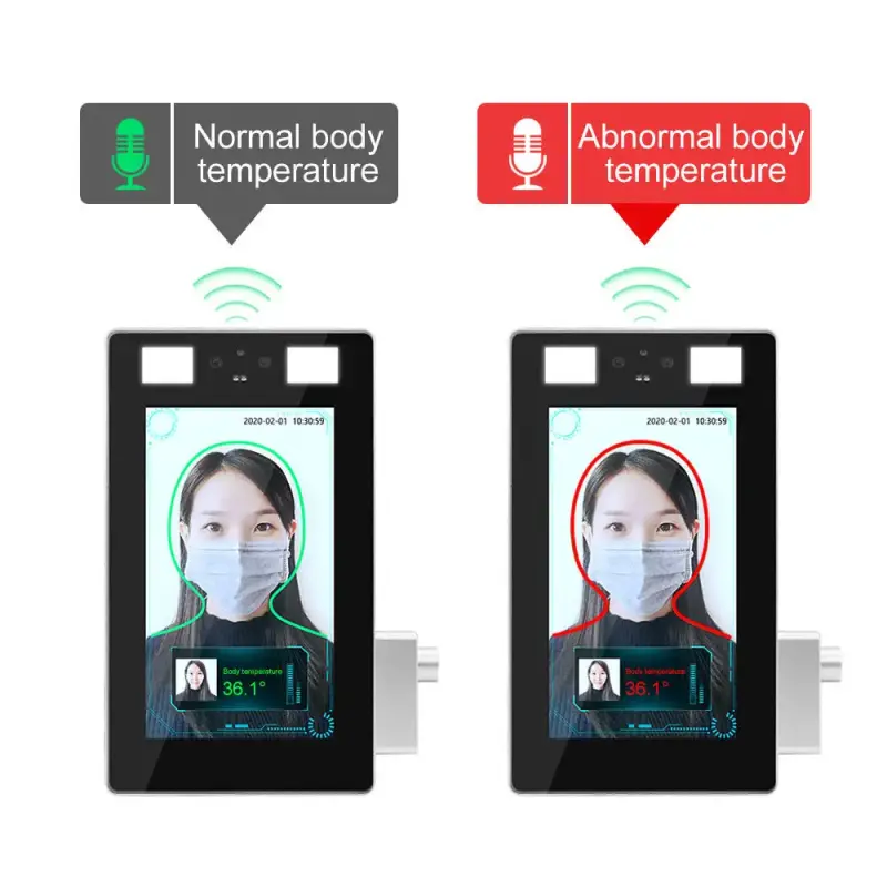 7 inch non touch face recognition ir sensor wrist temperature measurements fever alarm thermal cameras