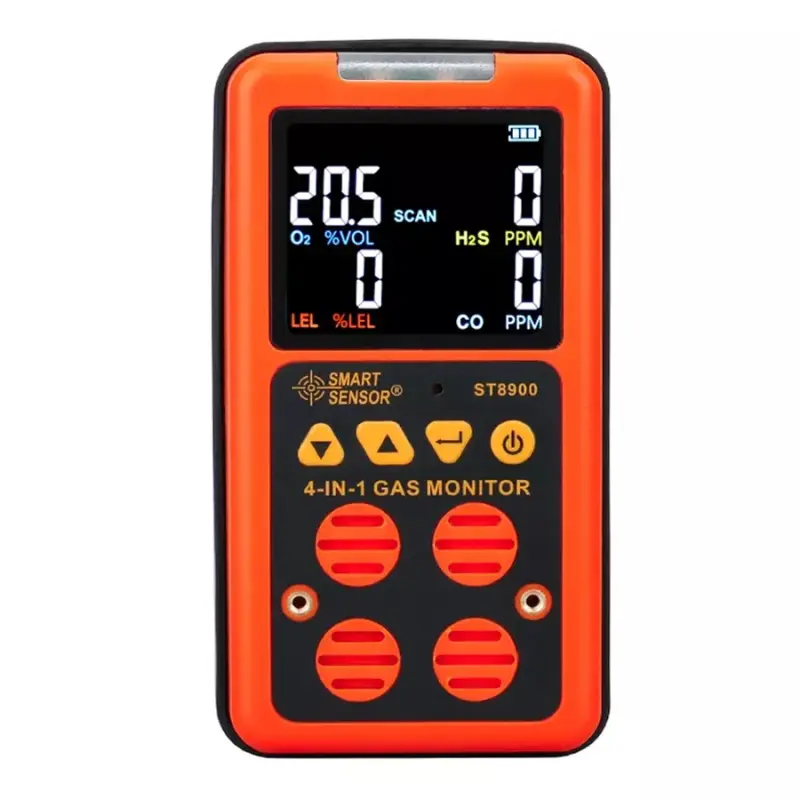 Smart Sensor ST8900 - Portable 4in1 Multi Gas Monitor O2 H2S CO LEL Gas Detector with STEL TWA