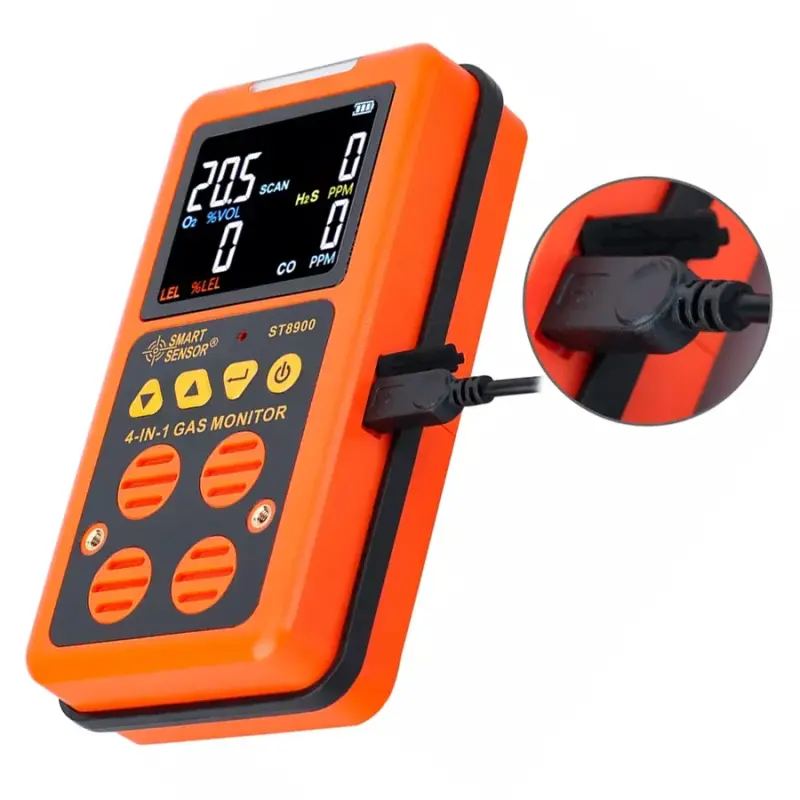 Smart Sensor ST8900 - Portable 4in1 Multi Gas Monitor O2 H2S CO LEL Gas Detector with STEL TWA