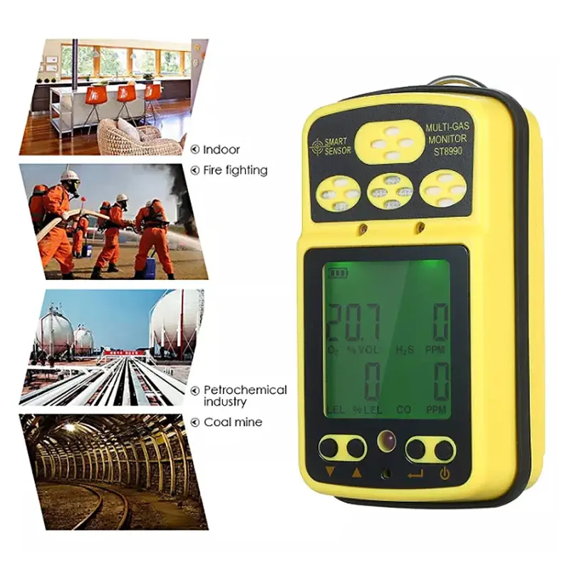 Smart Sensor ST8990 - 4in1 Rechargeable Combustible Alarm Gas, Carbon Monoxide, Hydrogen Sulfide, Oxygen Detector Analyzer