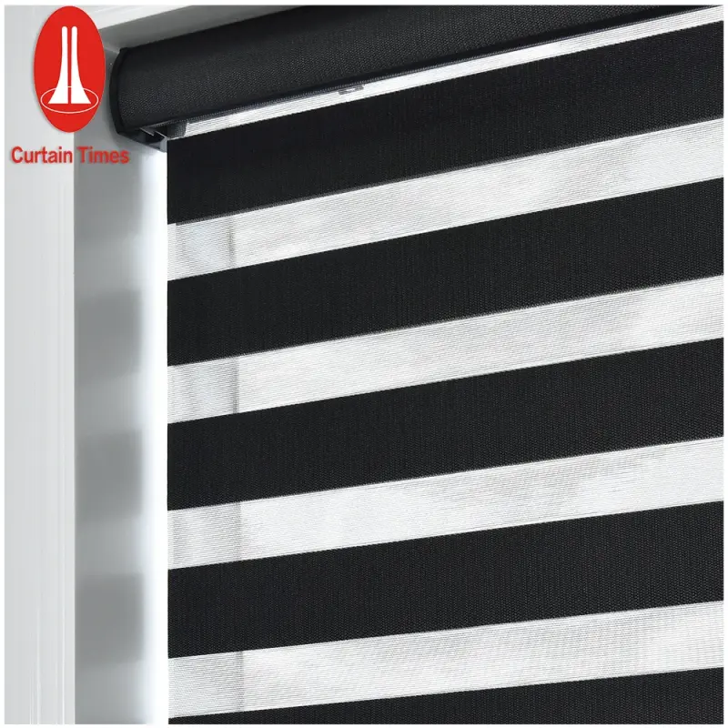 black window blinds cordless zebra blind curtain blackout day and night  roller blinds motorized zebra shade