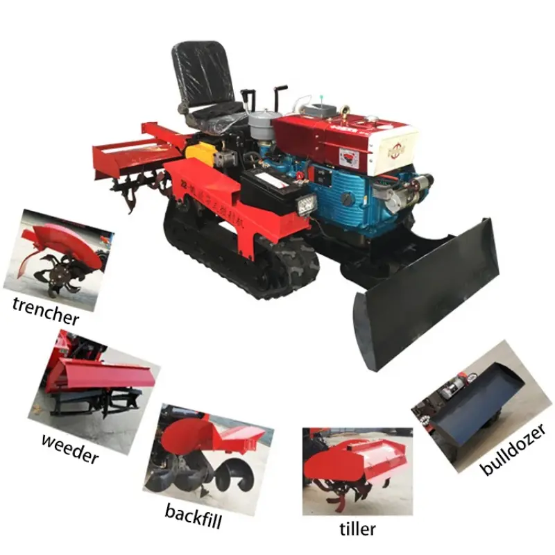 Hand Held Heavy Duty Agricultural Machinery Mini Crawler Cultivator