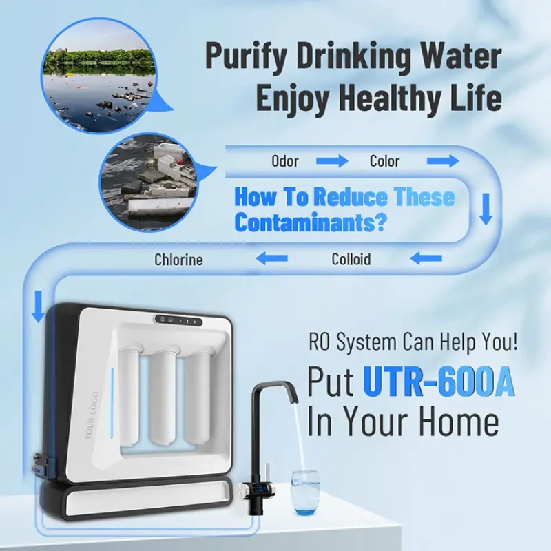 7 Layer Filtration 1.5 To 1 Low Drain Ratio Machine RO Reverse Osmosis Water Purifying System With Patented Water Drive Tank