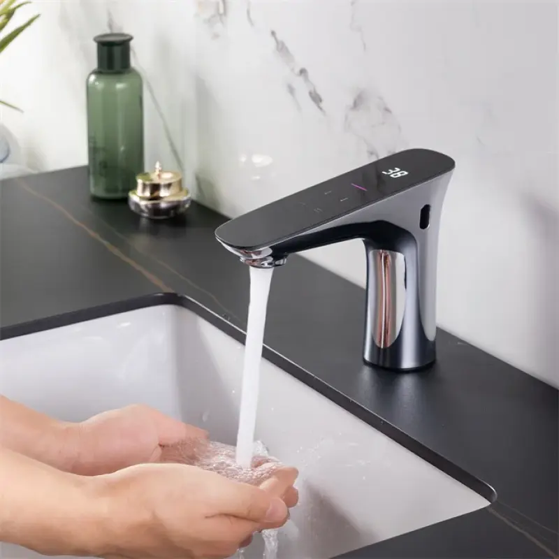 SUNDREAM Bathroom Luxury High Technology Automatic Sense Digital Basin Faucet Temperature Brass Smart Faucet Taps