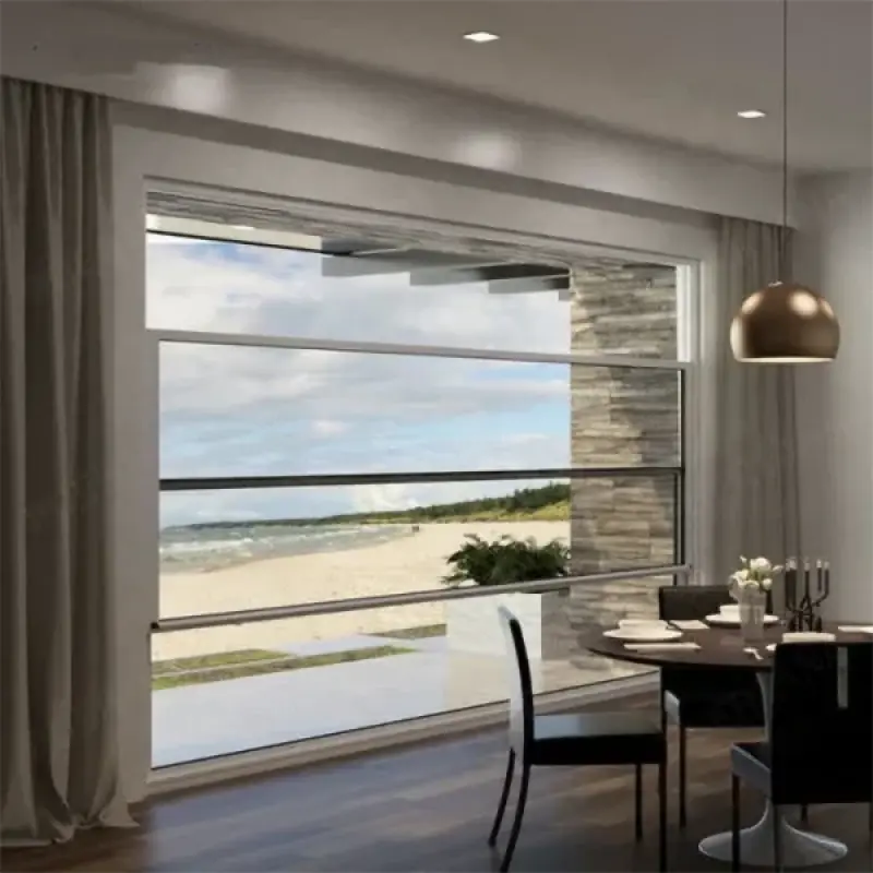 Ikealuminum 2023 Smart Windows Slide Automatic  Aluminium Vertical Sliding Window For House