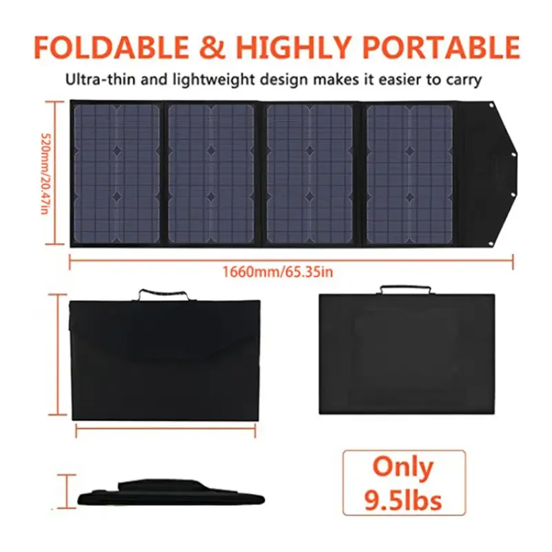 Folding solar panel photovoltaic panel 18V mobile laptop outdoor power supply 120W rechargeable solar foldable bag