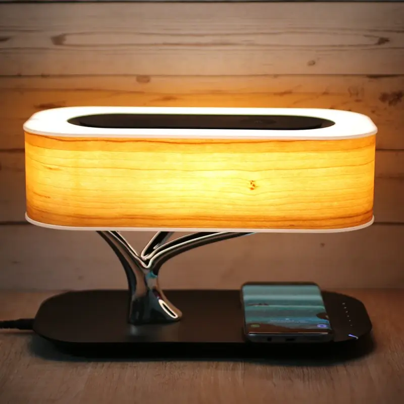 2022 New Universal Portable Smart Mobile Phone Wireless Fast Charger Desk Lamp Table Lamps Tree LED Light For Hotel Room