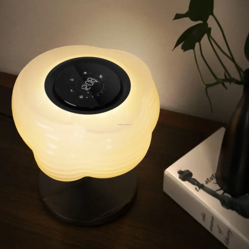 2023 RGB LED Color Change Desk Lamp Music System Portable Speaker Fast Wireless Charger with LED lamp