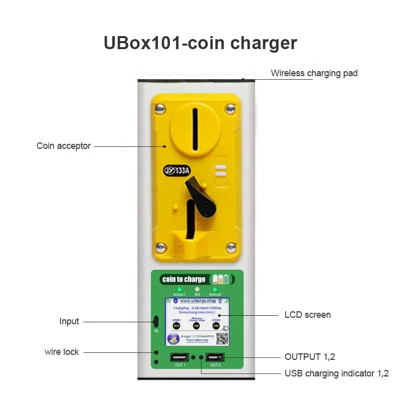 Coin operated phone charging timer APP remote management 4G network wired wireless charger